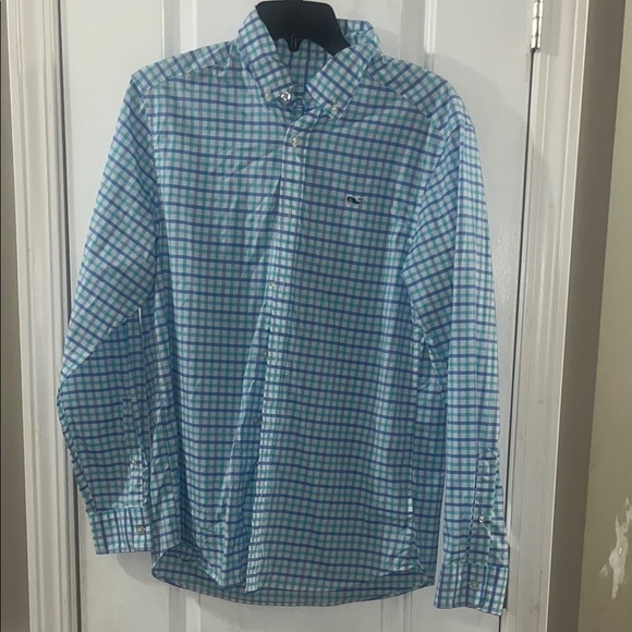 Vineyard Vines Men's Blue Checkered Shirt - Picture 1 of 4